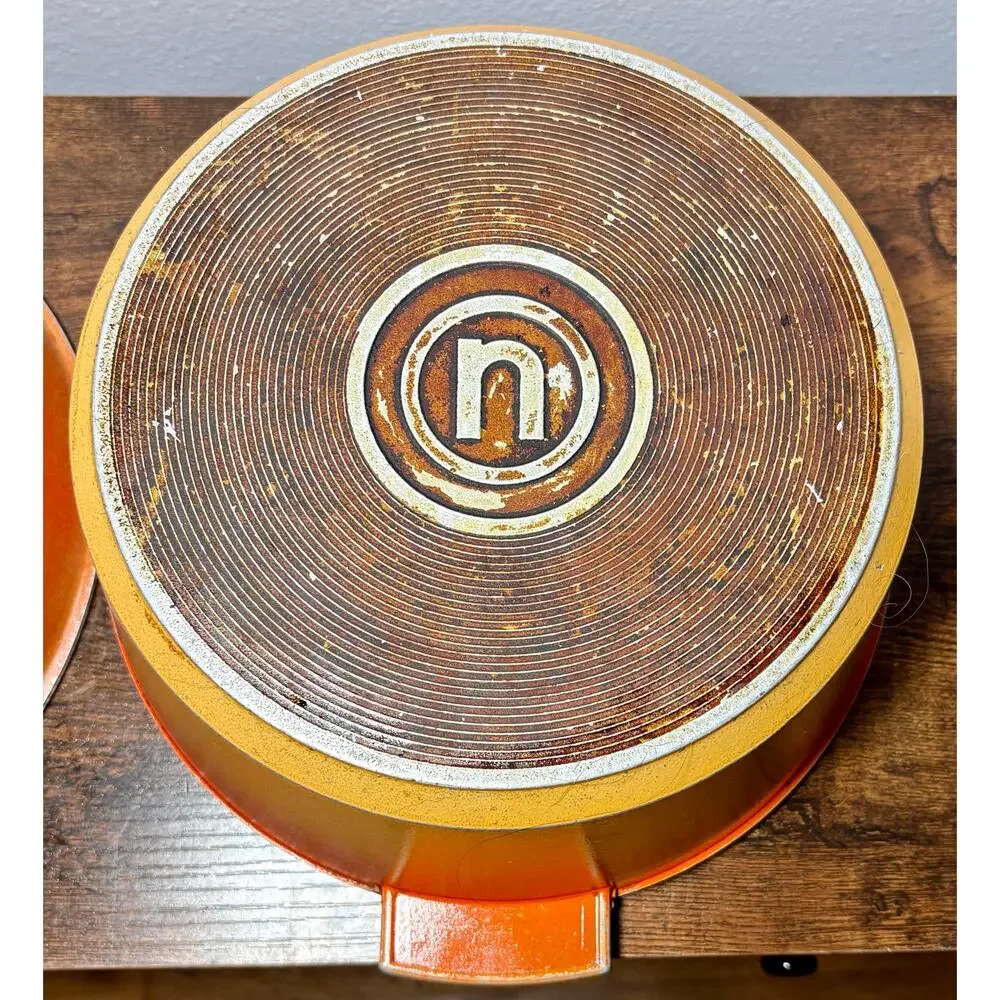 Vintage 1970s Flame Orange Aluminum Namco Australia Dutch Oven 4Qt with Lid